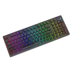 Teclado Mecânico Gamer New Hero Warlock, Rainbow, Switch Blue, USB, ABNT, Preto - NH-KTWL-02