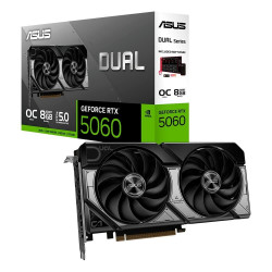 Placa de Vídeo Asus NVIDIA GeForce RTX 5060 DUAL OC, 8GB, GDDR7, DLSS 4, Ray Tracing, 3x DP 1x HDMI - DUAL-RTX5060-08G
