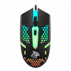 Mouse Gamer K-Mex Multicolor M44J, 2400DPI, 4 Botões, LED RGB Programável 7D, Preto - M44J34US001CB0X