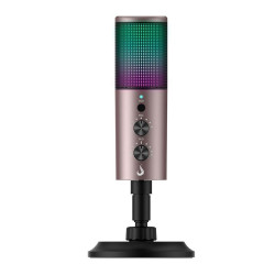 Microfone Gamer De Mesa Rise Mode Elite 06, RGB, USB-C, Preto e Ocre - RM-ME-06-BOC