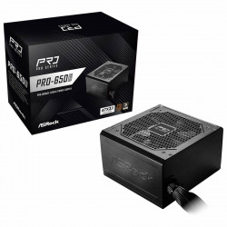 Fonte ASRock Pro, 650W, 80 Plus Bronze, ATX 3.1, PFC Ativo, Preto - PRO-650B