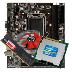 Kit Upgrade Processador Intel 1155 Core I7-3770 3.40GHZ, Placa Mãe 1155 DDR3, Memória 4GB DDR3 1600MHz, Cooler Para Processador