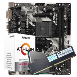 Kit Upgrade Gamer AMD Athlon 3000G 3.50Ghz, Placa Mãe Asus B450M K, 4GB DDR4