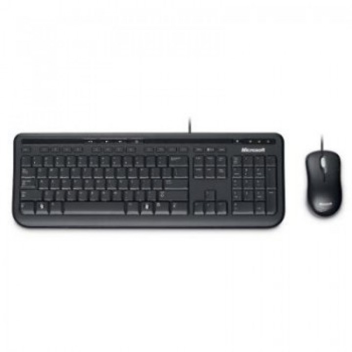 Kit Teclado e Mouse Microsoft 600, Wired Desktop, USB, Multimídia, Resistente à Água, ABNT2, Preto - APB00005