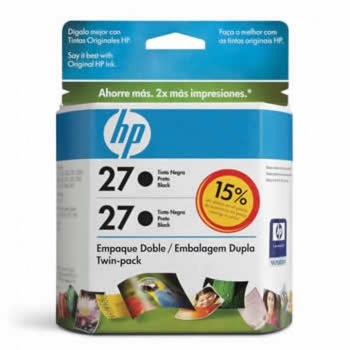 CARTUCHO HP 27 TWIN PACK (2XC8727AL) C9322FL PRETO - HP