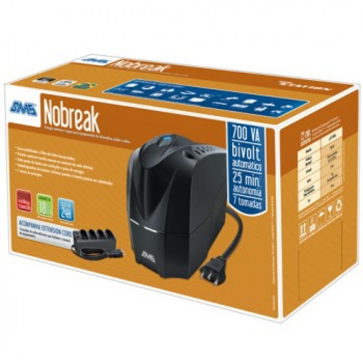 Nobreak SMS 700VA, New Station, Bivolt, Preto - 27915