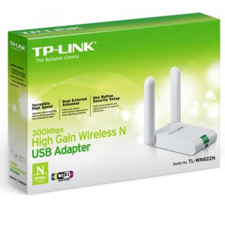 Adaptador de Rede Sem Fio TP-Link 300MBPS, Com 2 Antenas, Branco - TL-WN822N