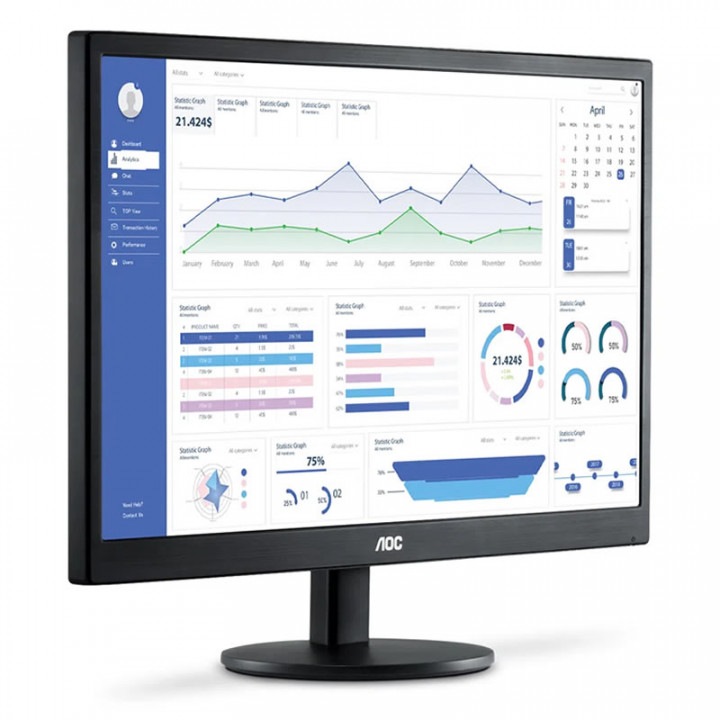 Monitor AOC 15.6" LED, HD 1366 x 768, 60Hz, VGA, Widescreen, Vesa, Preto - E1670SWU/WM