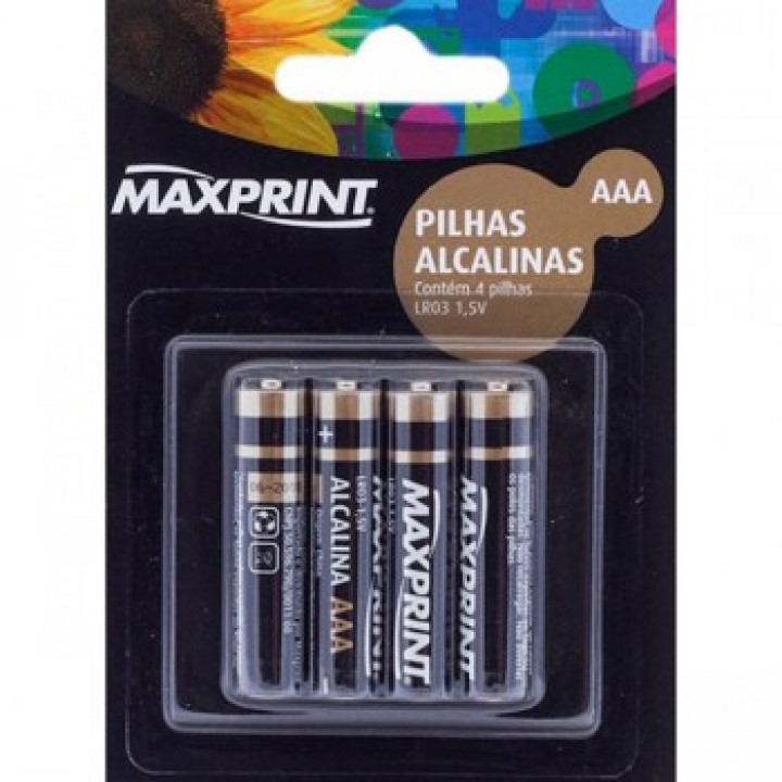 Pilhas AAA Maxprint, Com 4 Pilhas 1.5V, Preto - 756362