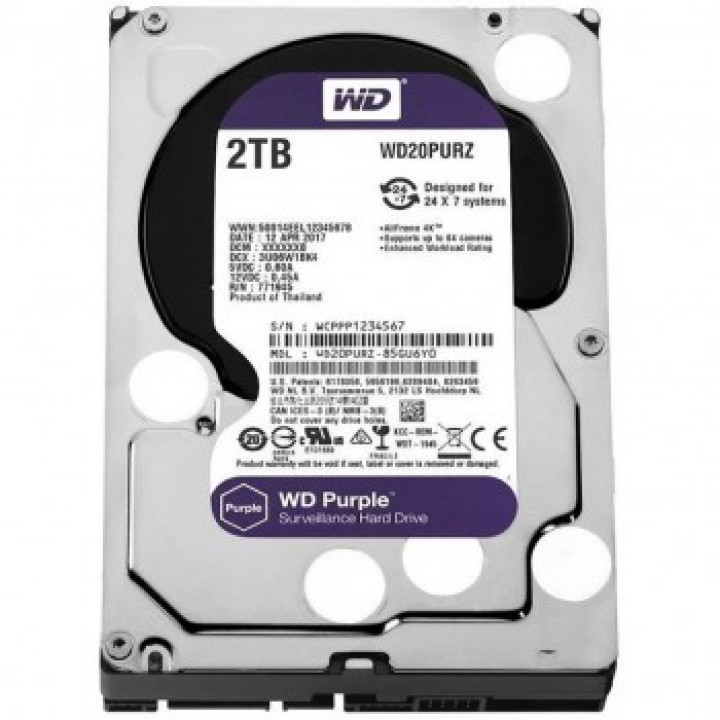 HD WD Purple Surveillance, 2TB, 3.5", SATA - WD20PURZ