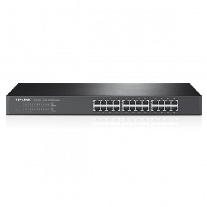 Switch TP-Link 24 Portas 10/100MBPS, Plug & Play, RJ45 Para Mesa, Preto - TL-SF1024D