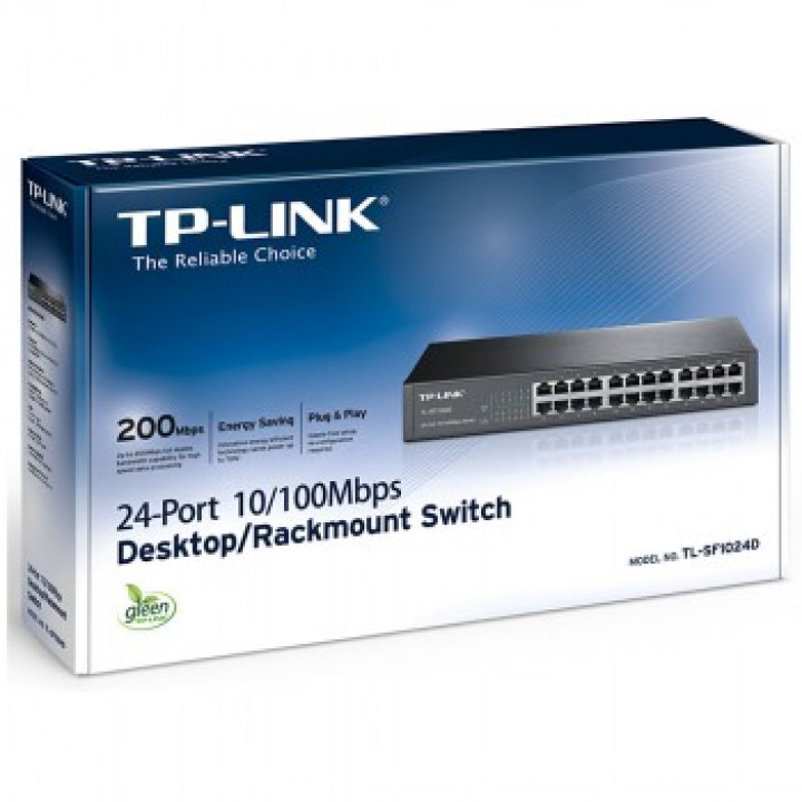 Switch TP-Link 24 Portas 10/100MBPS, Plug & Play, RJ45 Para Mesa, Preto - TL-SF1024D