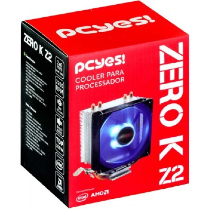 Cooler Para Processador PCyes, AMD/Intel Zero KZ2, 92mm, LED Azul - ACZK292LDA