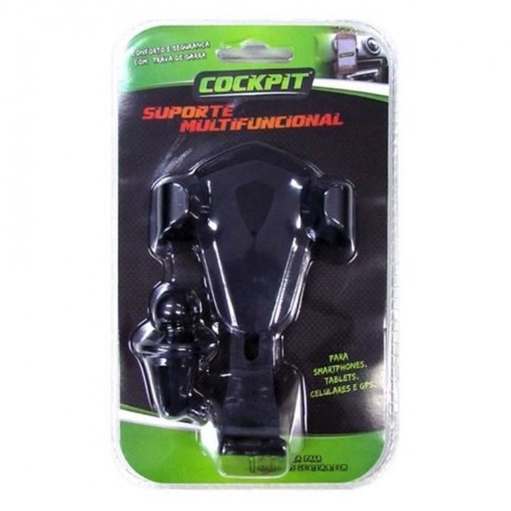 SUPORTE MULTIFUNCIONAL PARA SMARTPHONE,TABLETS,CELULARES E GPS PRETO - COCKPIT