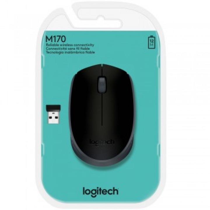 Mouse Sem Fio Logitech M170, 2.4GHz, USB, Preto e Cinza - 910-004940