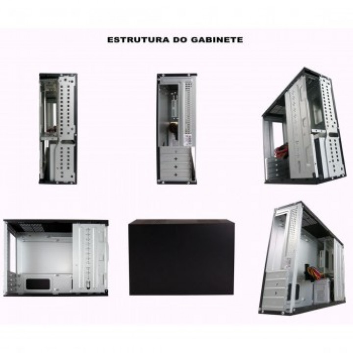 Gabinete Pixxo, 1 Baia, Slim, Com Fonte, Preto - HTQ562B04S