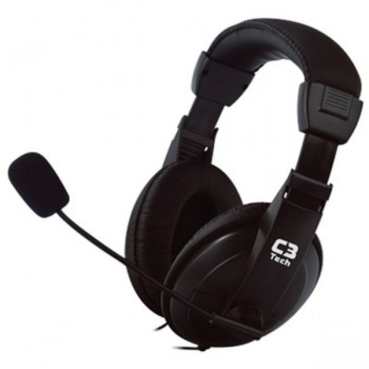 FONE DE OUVIDO COM MICROFONE HEADSET VOICER CONFORT PRETO MI-2260ARC- C3 TECH