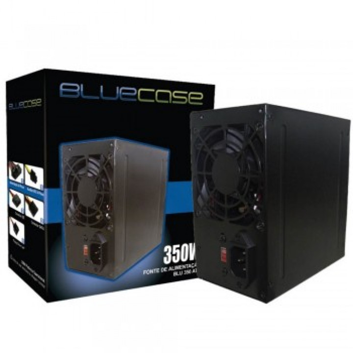 Fonte Bluecase, 350W, Com Cabo, Com Caixa, Preto - BLU350-E ATX