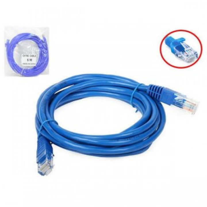CABO DE REDE 5 METROS CAT.5 PATCH CORD RJ-45 AZUL ETHERNET CB0120 - GENERICO