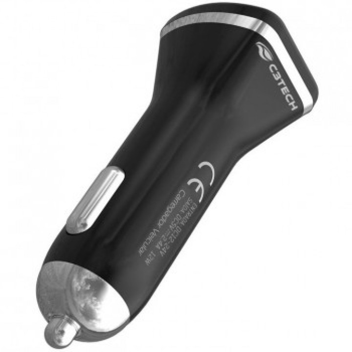 CARREGADOR VEICULAR 2 USB 2.4A + CABO USB X MICRO 1 METRO PRETO/VERDE UCV-M240BK - C3 TECH