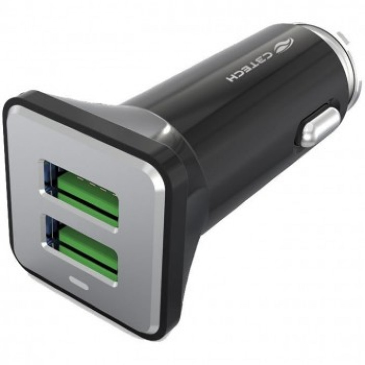 CARREGADOR VEICULAR 2 USB 4,2A + CABO USB X MICRO USB PRETO/VERDE UCV-M420BK - C3 TECH