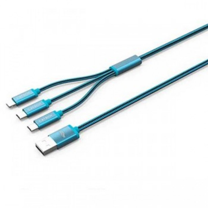 CABO USB 3 EM 1 FAST CHARGE AZUL CB-300BL - C3 TECH