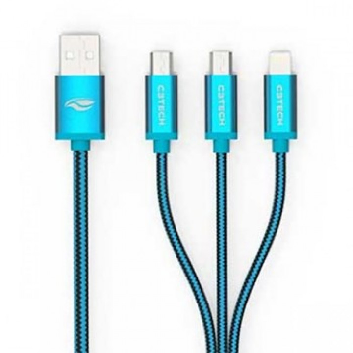 CABO USB 3 EM 1 FAST CHARGE AZUL CB-300BL - C3 TECH