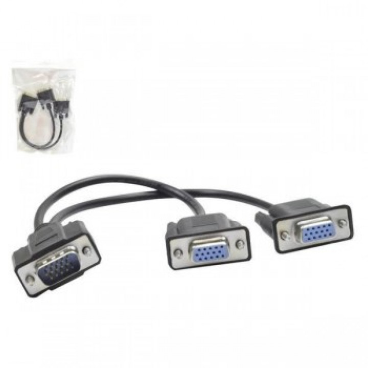 Cabo "Y" VGA Macho com 2 Saidas, VGA Femea 26 Centimetros OEM CB0125XT - CB0125DEX