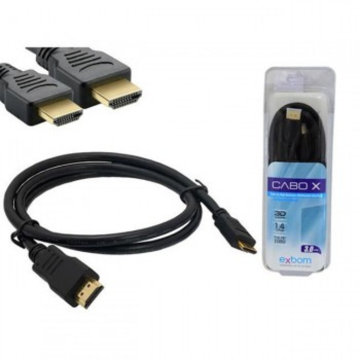Cabo HDMI 3 metros V1.4 Macho, Alta Rresolução, Emborrachado - CB0019S/M