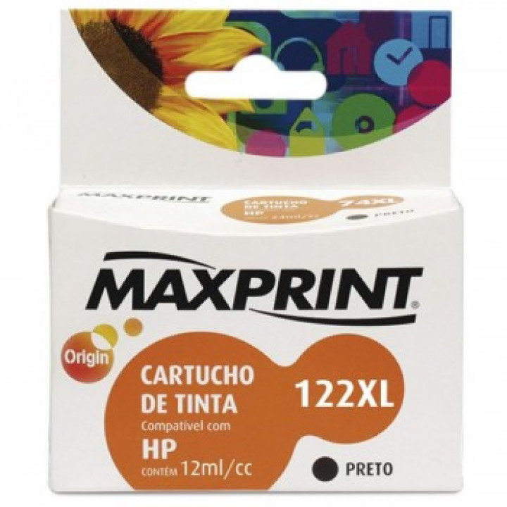 Cartucho 122XL Preto, Maxprint, Compatível Com HP - BLKG CH563HB