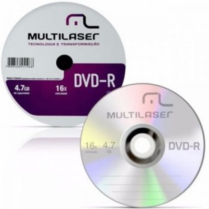 Mídia DVD-R Multilaser, 4.7GB 16x (UNIDADES) - DV061