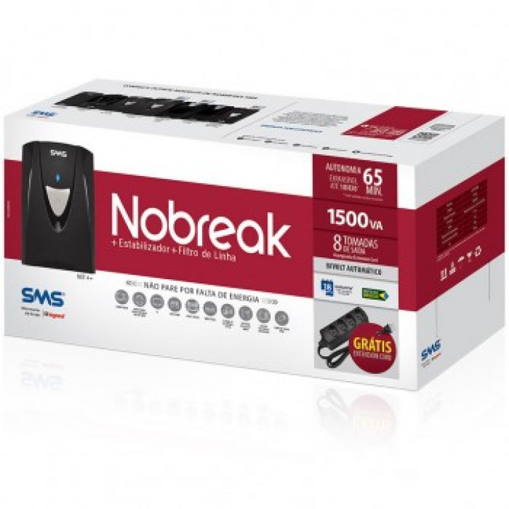 Nobreak SMS 1500VA, Manager NET4+ 220V, Bivolt, Preto - 27299