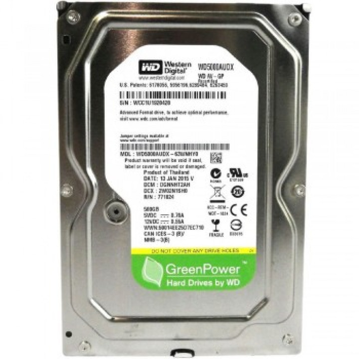 HD Western Digital, 500GB, 7200RPM, 6.0GB/s 34MB, 3,5", SATA III, POOL - WD5000AUDX