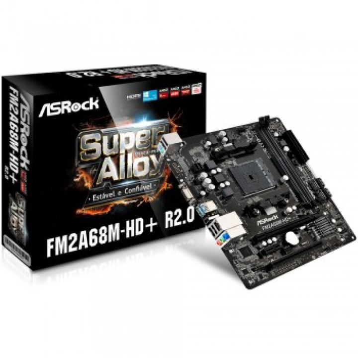 Placa Mãe AsRock FM2A68M-HD+, AMD FM2+, DDR3, USB 3.0, HDMI/VGA