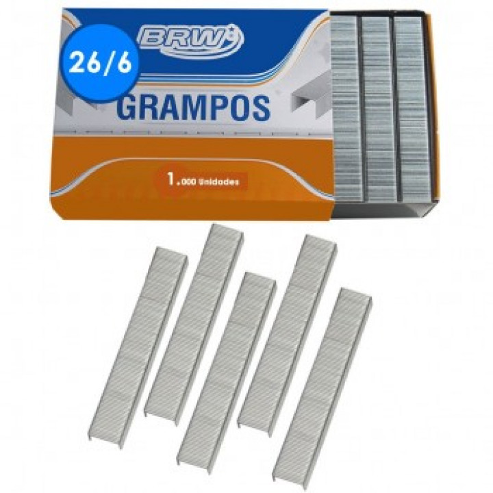 GRAMPO 26/6 CAIXA COM 1000 UND GALVANIZADO REF: GR1000 - BRW
