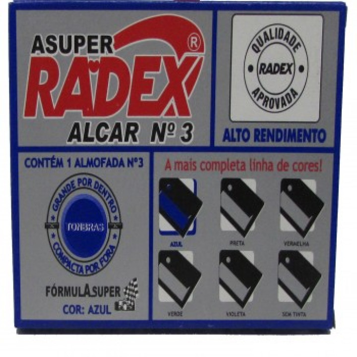 ALMOFADA PARA CARIMBO ALCAR Nº 3 07X11 AZUL - RADEX