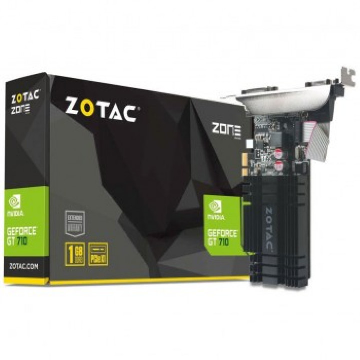 Placa de Vídeo Zotac GT 710, NVIDIA GeForce 1GB, DDR3, 64Bit, VGA DVI HDMI - ZT-71304-20L