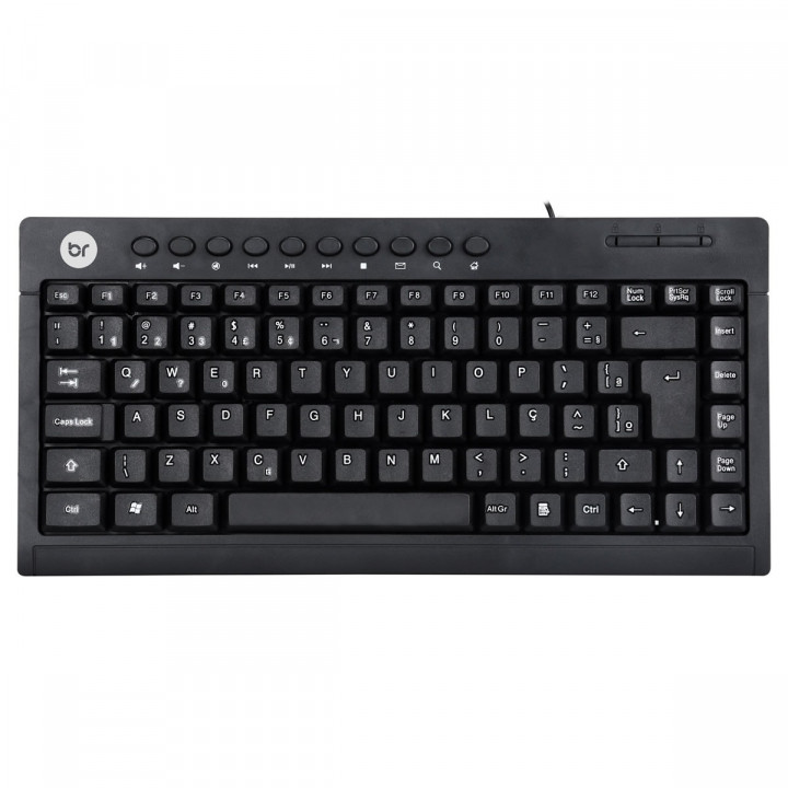 Mini Teclado Bright, Multimídia, USB, ABNT, Preto - 0505