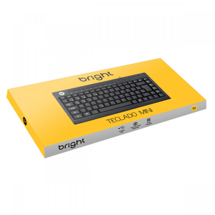 Mini Teclado Bright, Multimídia, USB, ABNT, Preto - 0505