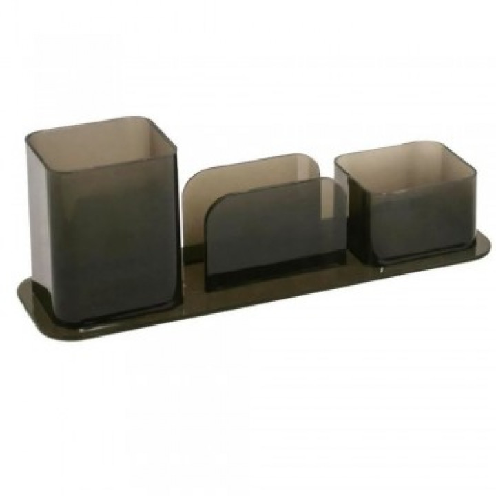Porta Canetas Triplo Dello, UND, Caneta/Clips/Lembrete, Fumê - 10250017