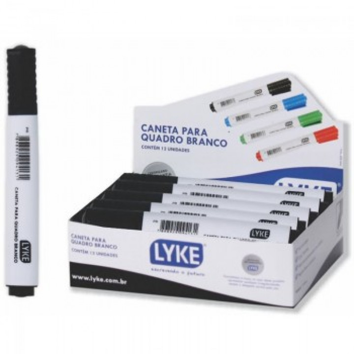 Caneta Para Quadro Branco Lyke, UND, Com Ponta Redonda, Preto - L0101-407