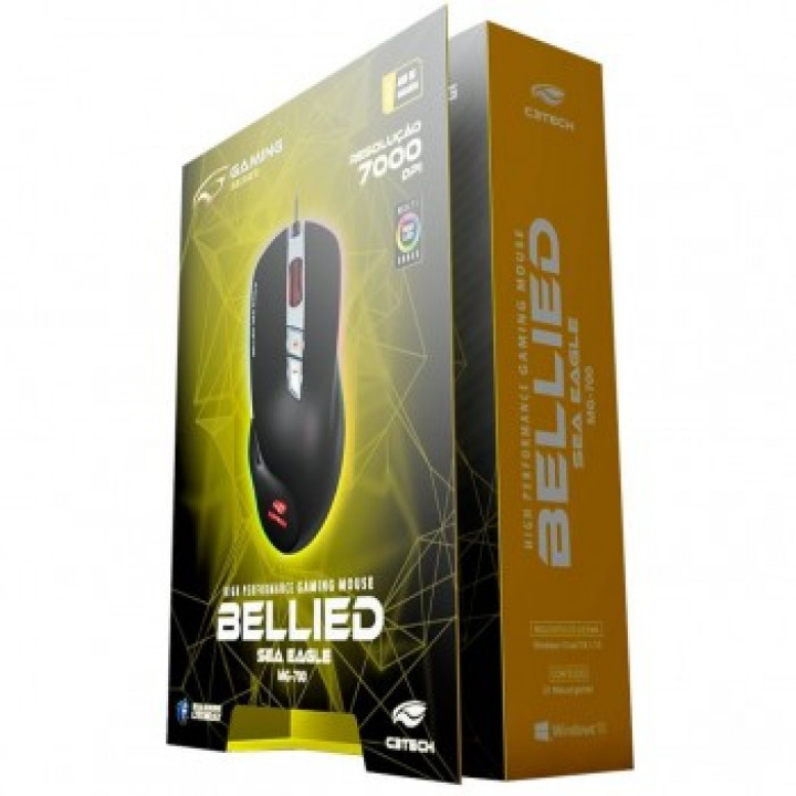 Mouse Gamer C3 Tech Bellied, USB, 7000DPI, Preto - MG-700BK