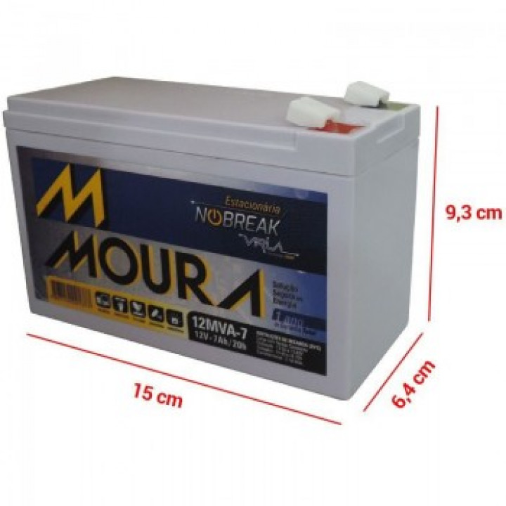 Bateria Estacionaria Moura Para Nobreak 12V 7AH/20H - 12MVA-7