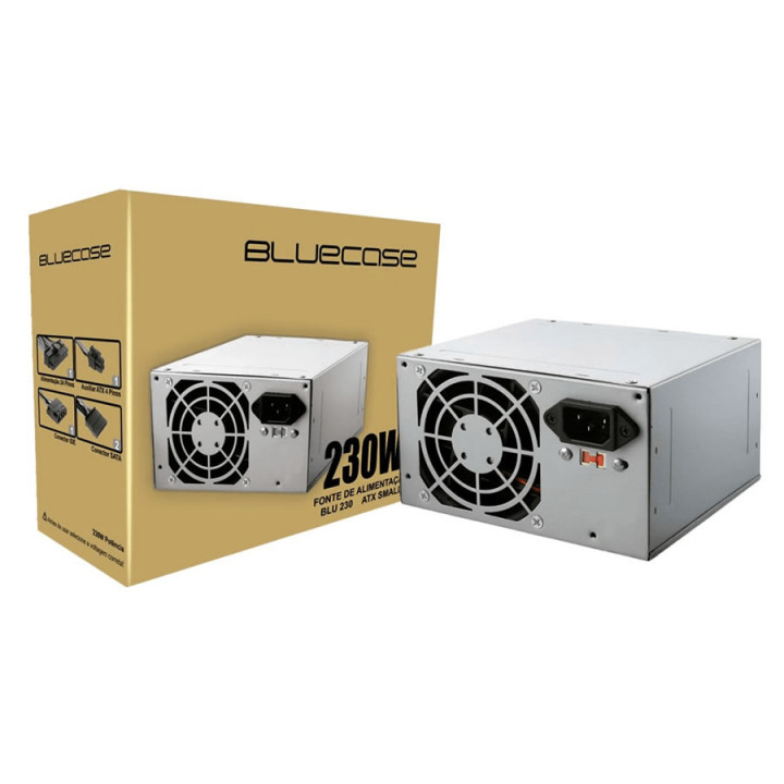 Fonte Bluecase, 230W, ATX, Com Cabo, Com Caixa, Small - BLU230ESCASE