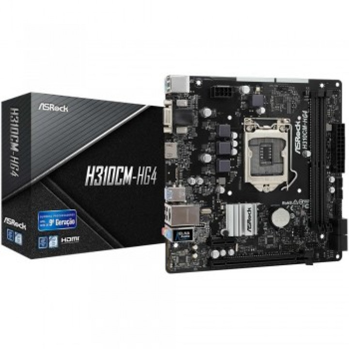 Placa Mãe ASRock H310CM-HG4, Intel LGA 1151, DDR4, USB3.0, VGA/HDMI