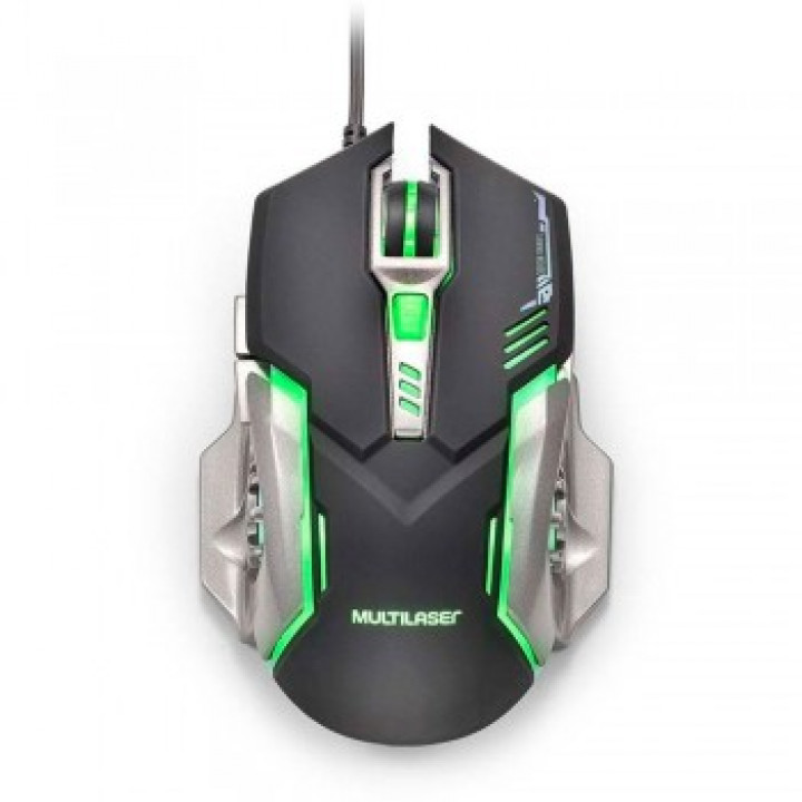 Mouse Gamer Multilaser, USB, 2400DPI, Preto e Grafite - MO269