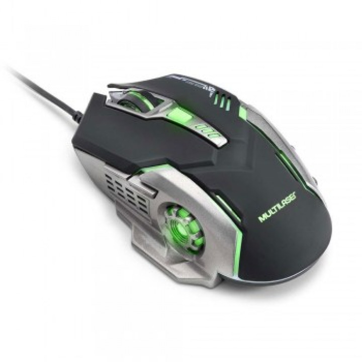 Mouse Gamer Multilaser, USB, 2400DPI, Preto e Grafite - MO269