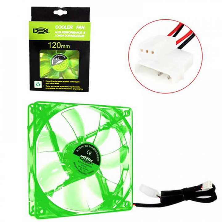 Cooler FAN 12cm Dex, Fan Com LED Verde, DX-12L - CL0006G