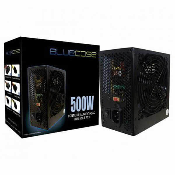 Fonte Bluecase, 500W, Com Cabo, Com Caixa - BLU500-E