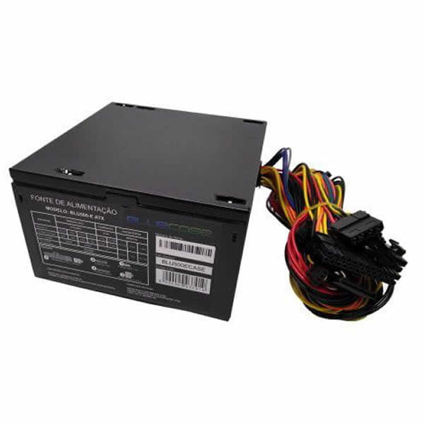 Fonte Bluecase, 500W, Com Cabo, Com Caixa - BLU500-E